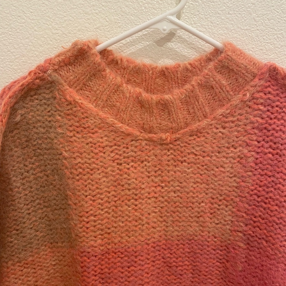 NWT FREE PEOPLE DOMINO OVERSIZED KnitSWEATER Pink Sunset alpaca wool blend small - Picture 7 of 13